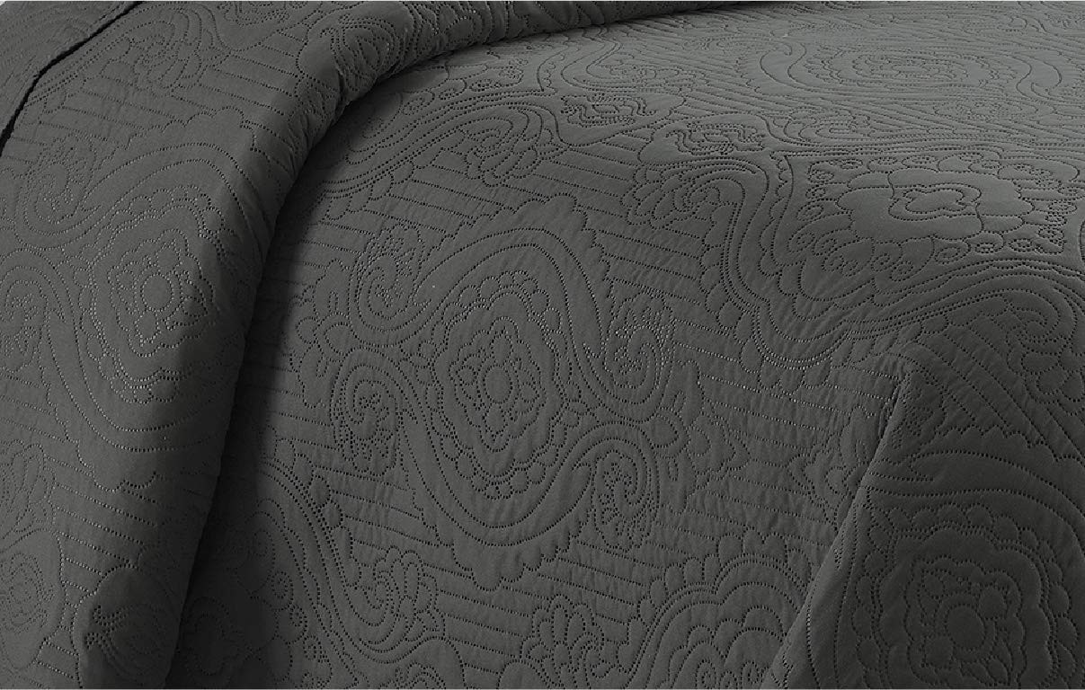 3pc King/Cal King Over Size Luxury Embossed Bedspread Set Light Weight Solid Cha gallery