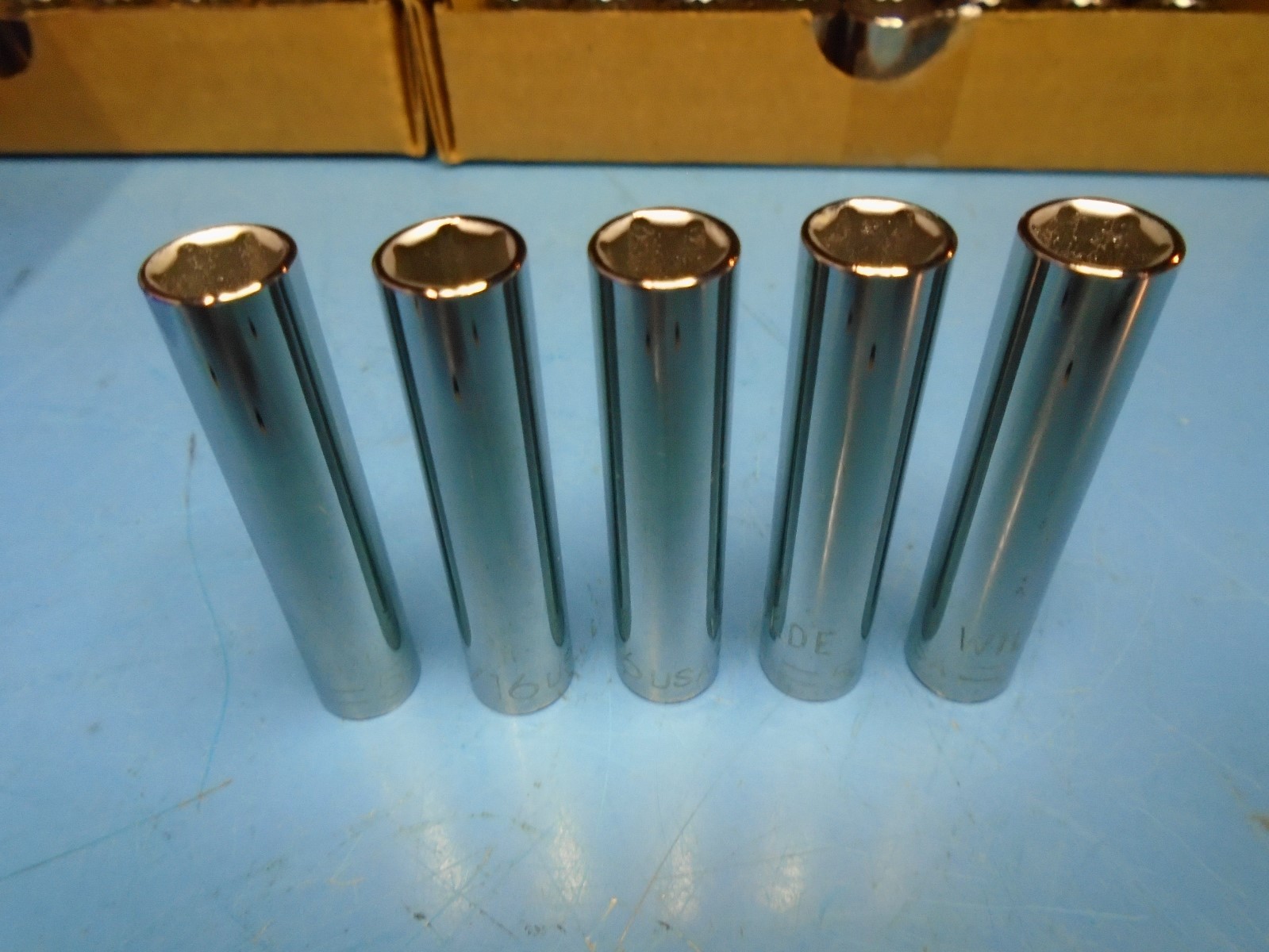 Free Ship, U.S.A. Made, 5 Count Lot, Wilde 5/16 Deep Six Point Sockets, 1/4" Dr gallery