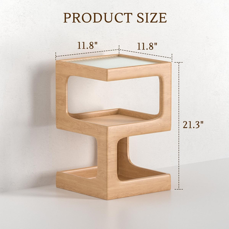 Modern Solid Wood Side Table - No Assembly Required, Log Color Accent Table gallery