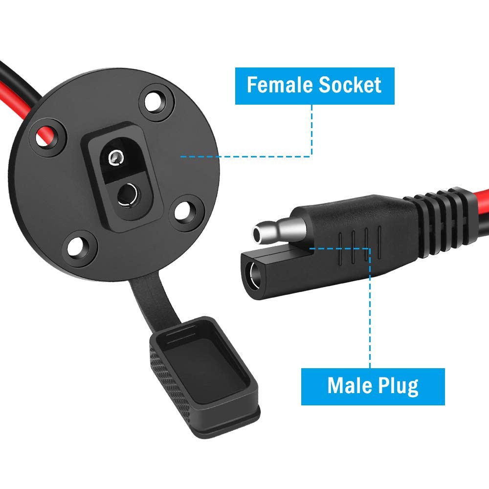SAE Connector Power Socket Sidewall Port, Weatherproof SAE Quick Connect Sola... gallery
