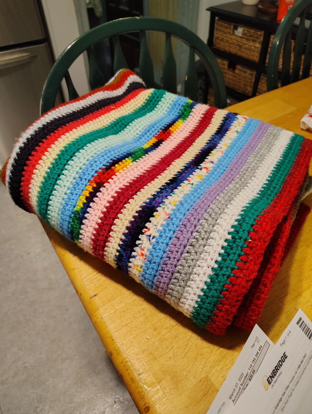 Afghan Throw Blanket Homemade Sharktooth Stripe Crochet Multicolor Granny Core gallery
