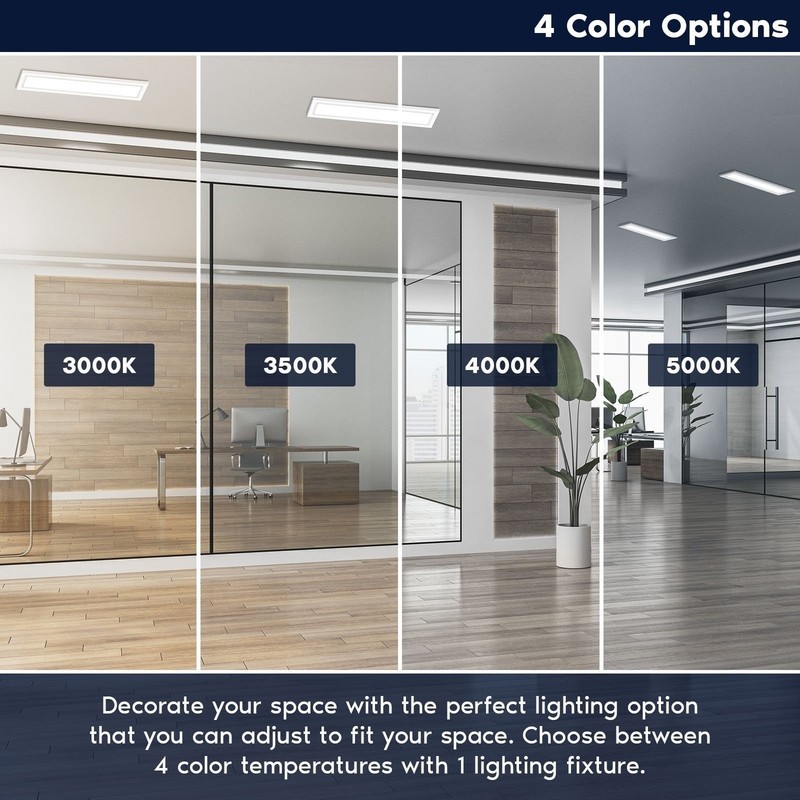 LUXRITE 6x2 FT LED Recessed Panel 13W/16W/20W 4CCT Up to 2200LM UL 8PK gallery