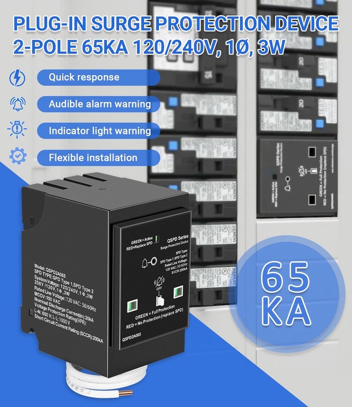 QSPD2A065P Plug-in Surge Protection Device 2-Pole 65kA for Siemens Type QP gallery