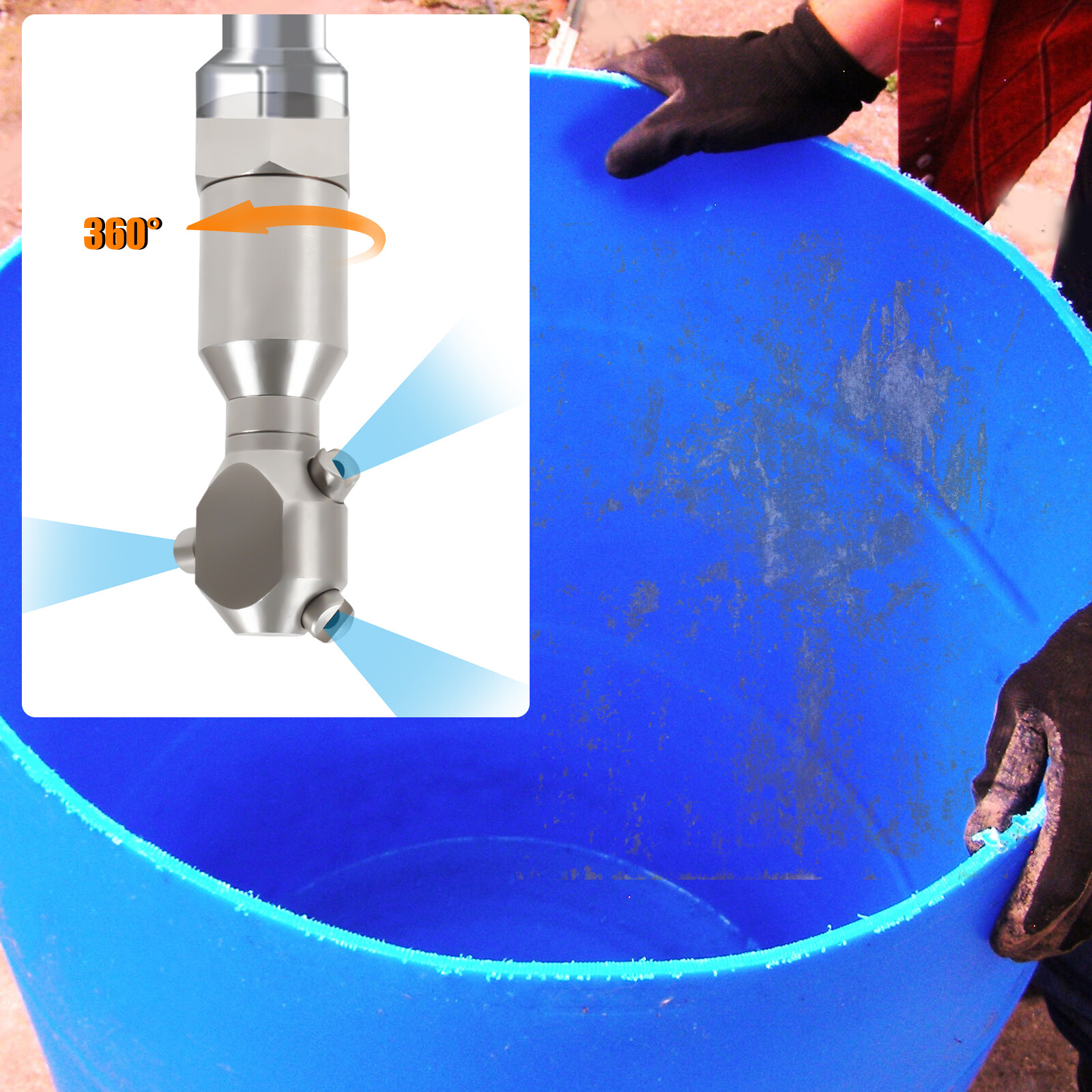3/4" 360 Degree Rotating Spraying Tank Hardened Stainless Steel Washing Nozzle gallery