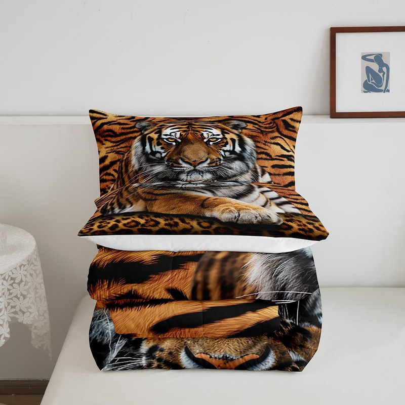 Tiger 3D Print Comforter Set Queen Size Animal Bedding 3Pc Quilt Set gallery