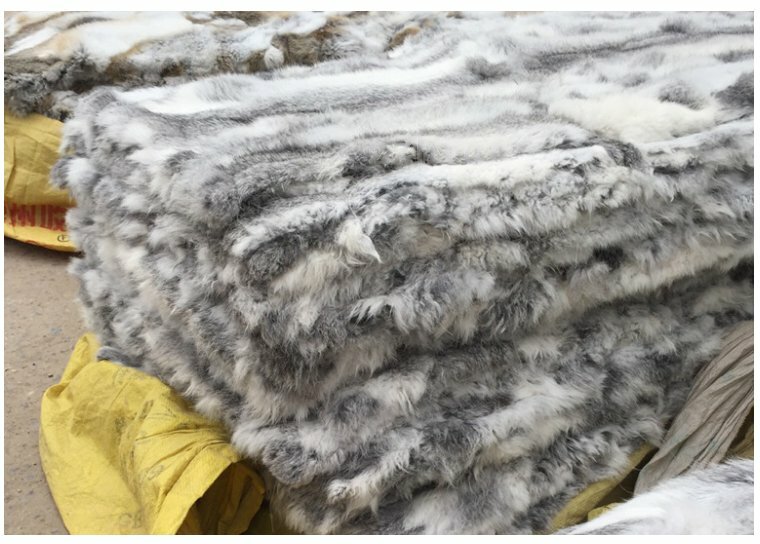 Real Rabbit Fur Natural Patchwork Blanket Carpet Rug Throw DIY Material Fur Raw gallery