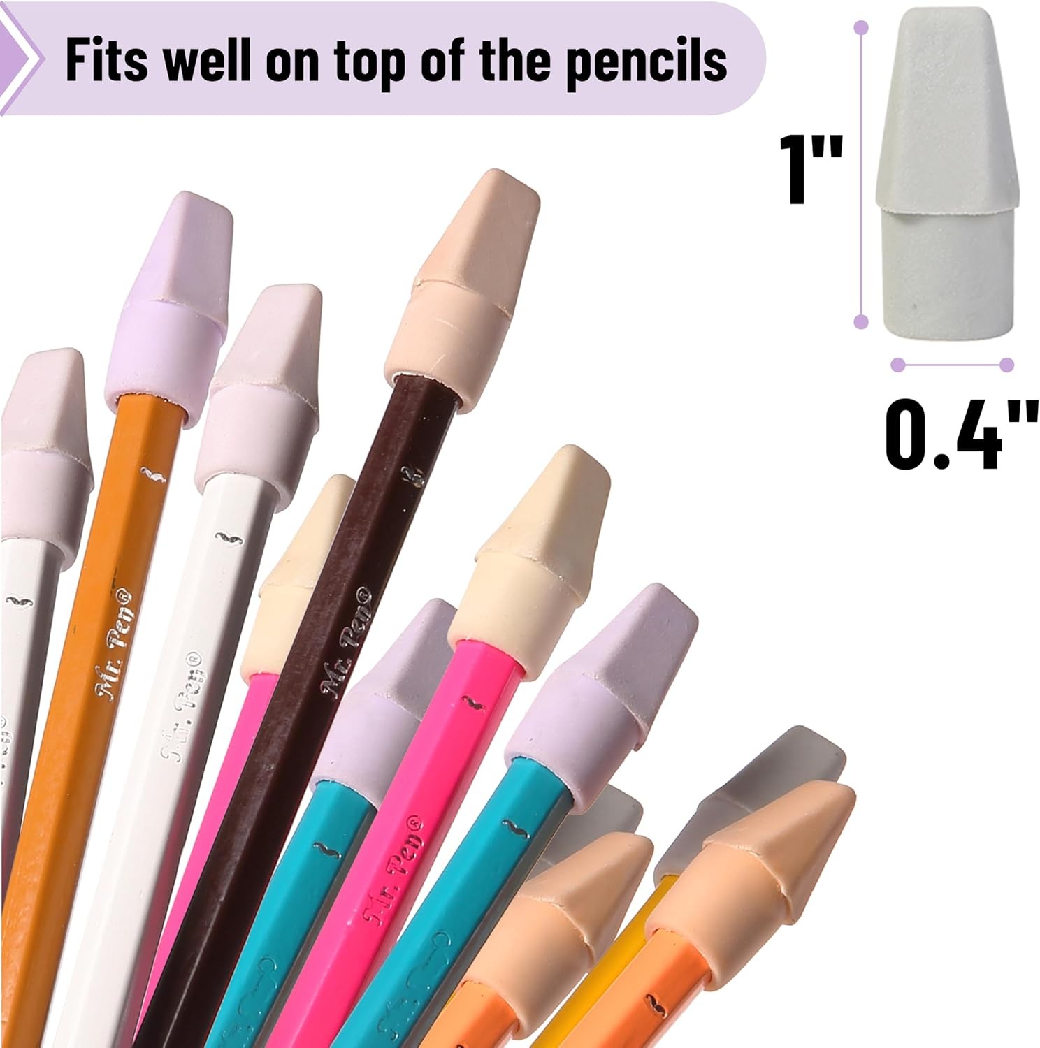 Mr. Pen 120 Pack Colorful Pencil Eraser Toppers gallery