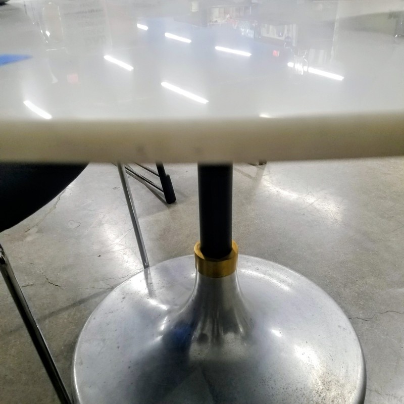 CB2 Hackney Marble Table 44" Round BANSWARA MARBLE Tri‑Metal Pedestal EXCELLENT gallery