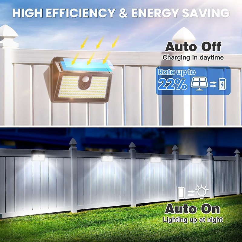 6 Pack Solar Motion Sensor Lights - 800 Lumen Outdoor Security Bright Lights gallery