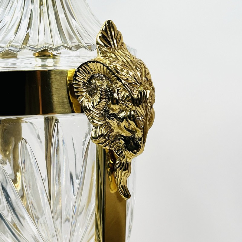 Vintage Regency Rams Head Brass & Crystal Lamps Both Work BEAUTIFUL QUALITY gallery