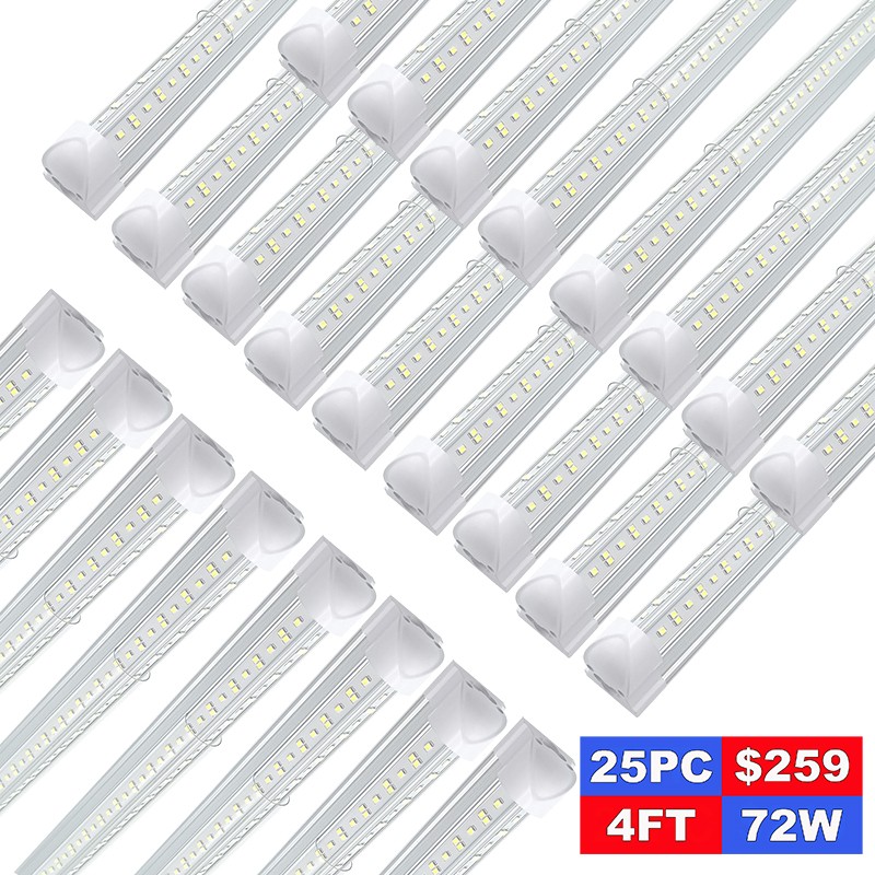 25 PACK 4Ft LED Shop Light Fixture, 72W 7200Lumens 6500K Daylight White Fixture gallery