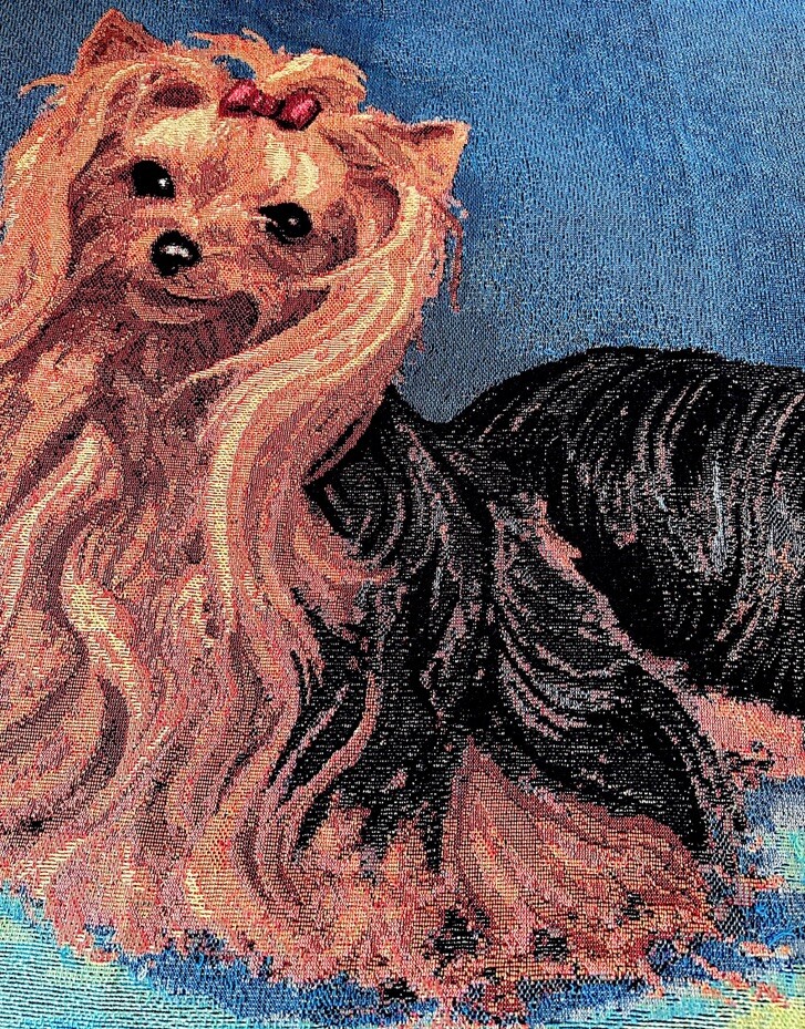 Yorkshire Terrier Yorkie Throw Blanket Artist Linda Picken Dog Tapestry Fringed gallery