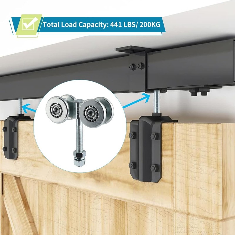 2 Pack Rail Hanger Sliding Roller Hanging Barn Door Rail Trolley Wheel 441 Lbs gallery
