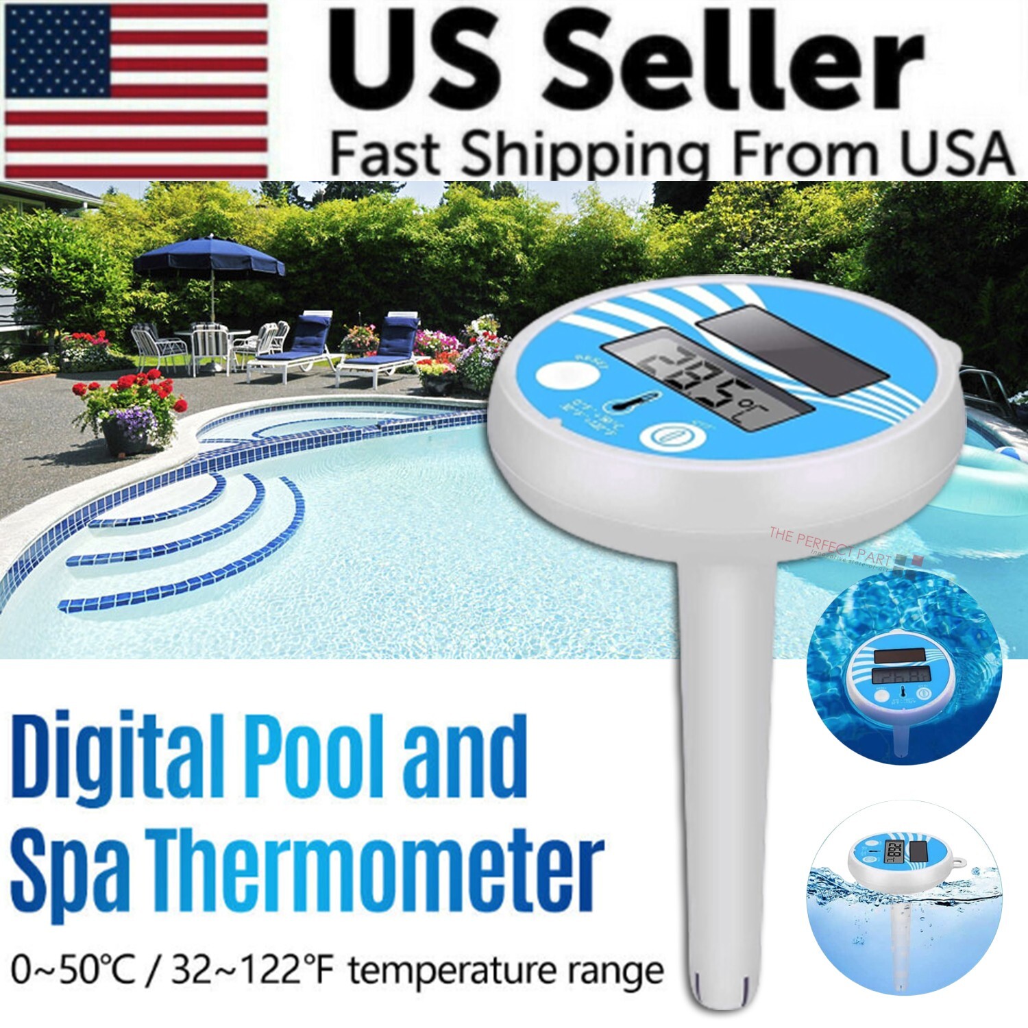 Digital Solar Powered Outdoor Floating Waterproof Rainproof Pool SPA Thermometer gallery