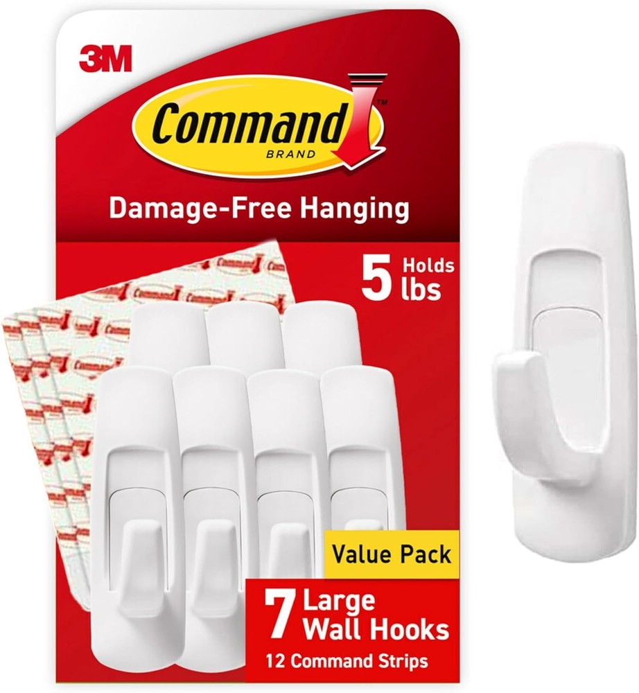 Command 5 lb Large Utility Hooks 7 Hooks 12 Strips