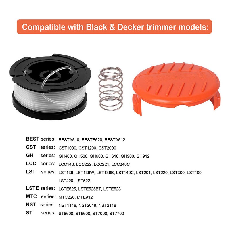6Spool+1Cap+1Spring Trimmer Spool Replacement for Black&Decker 0.065" AF-100 gallery