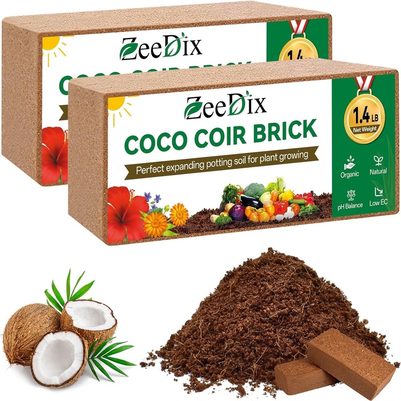 2 Pcs Coco Coir Brick for Plants- 100% Organic Coconut Coir for Garden Soil &... gallery