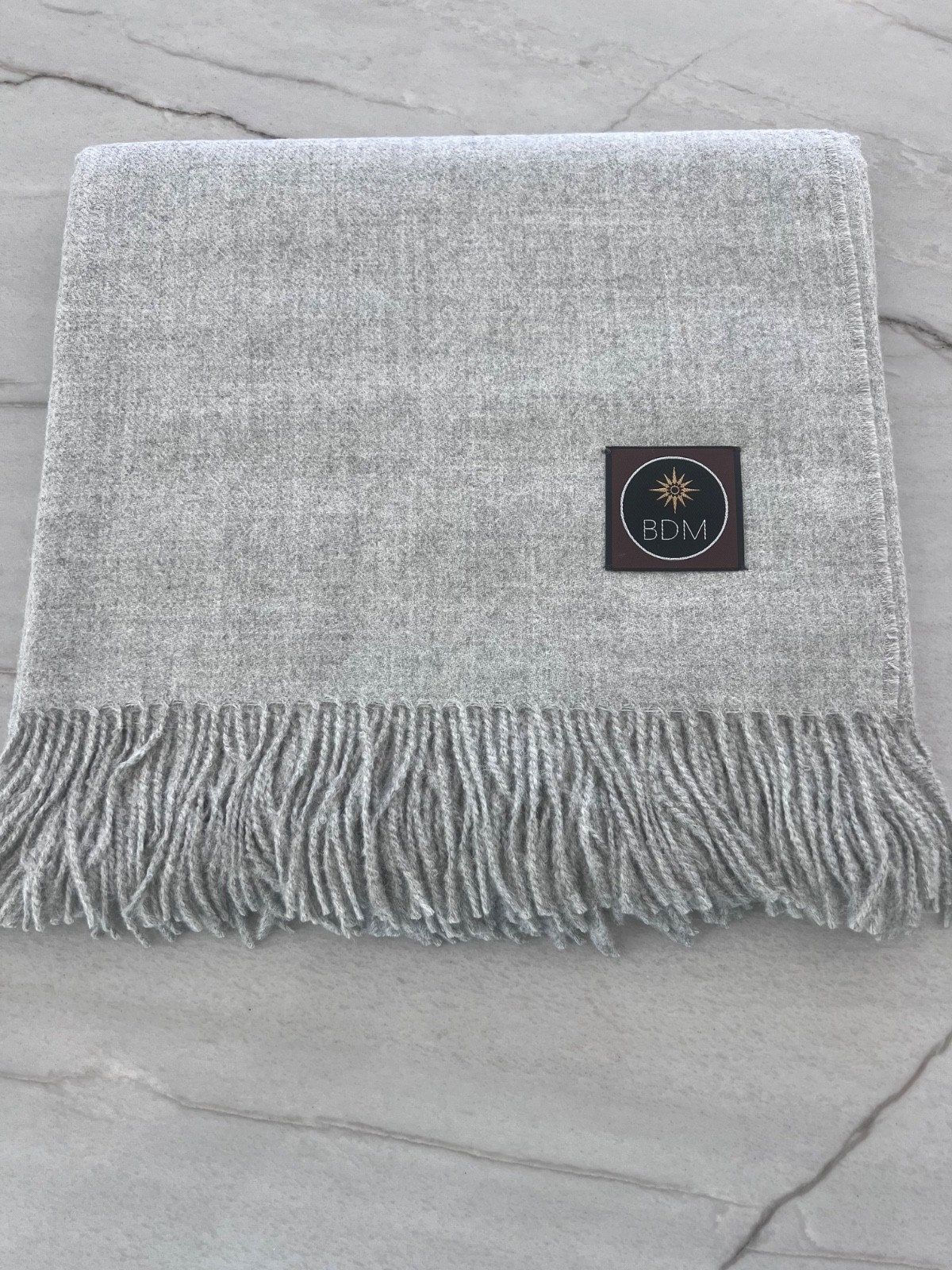 100% Baby Alpaca Wool Blanket Throw Handmade in Peru 52" x 70” Light Grey gallery