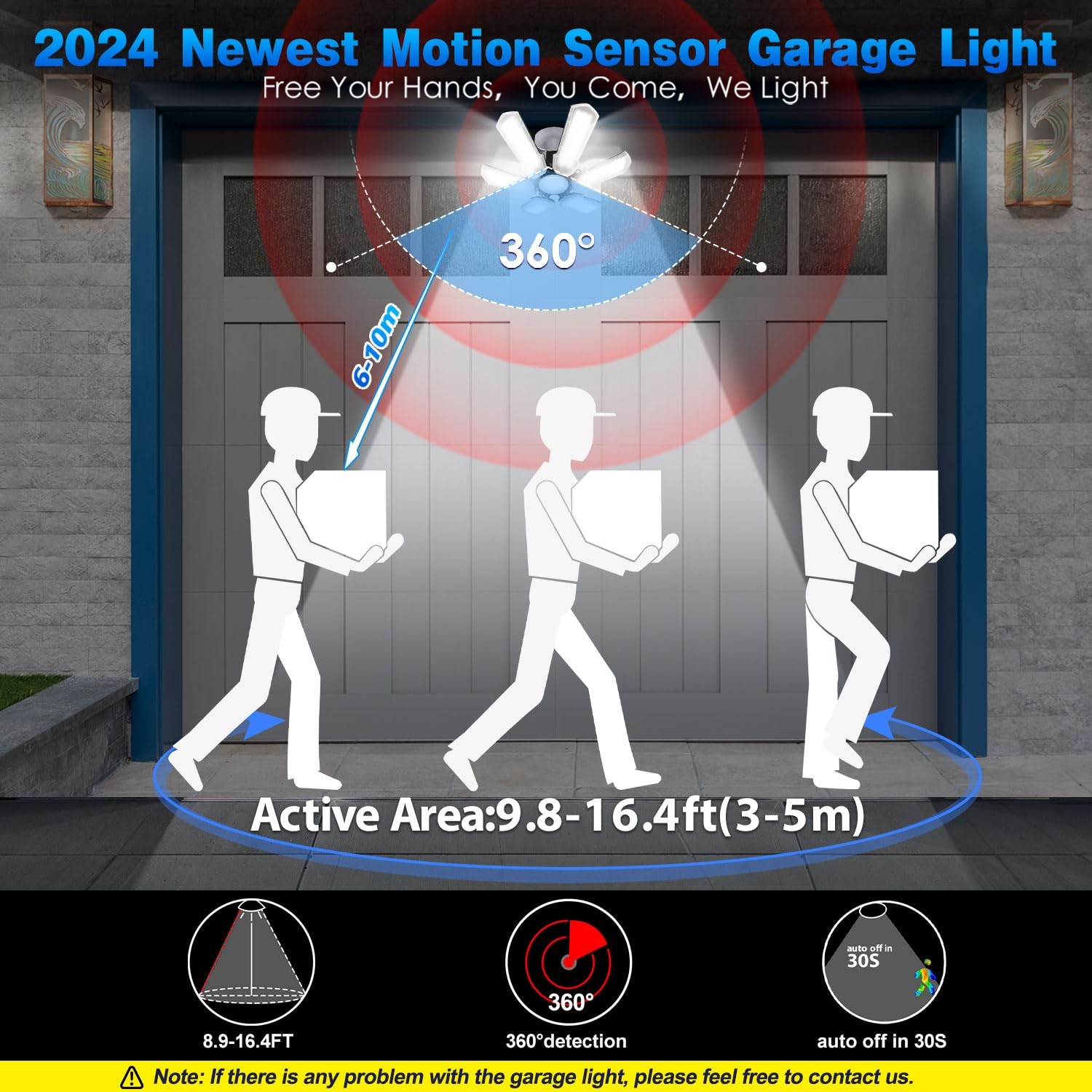 Motion Sensor Garage Light 2 Pack, 18000LM Ultra Bright Motion Sensor Light I... gallery