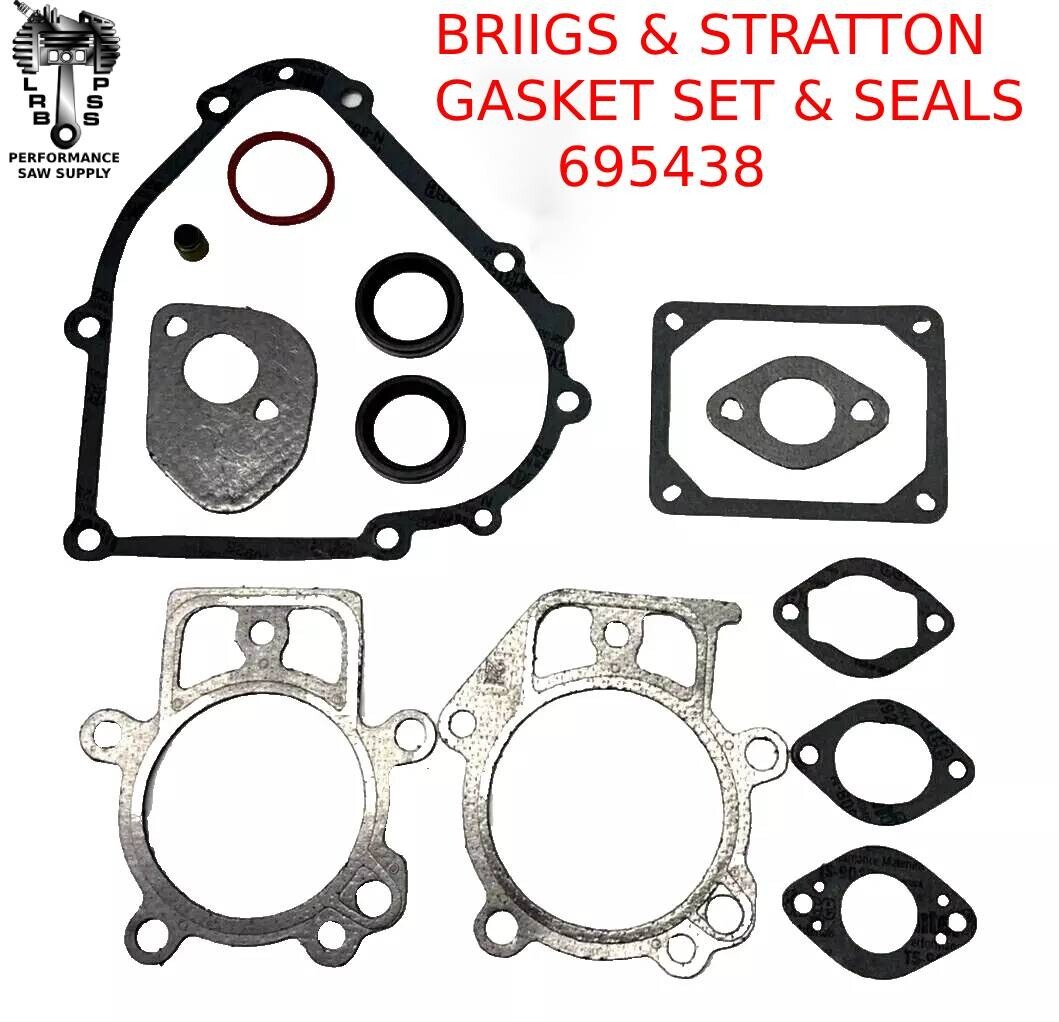 NEW GASKET SET FITS BRIGGS & STRATTON PART # 695438, WITH SEALS, SHIPS USA gallery