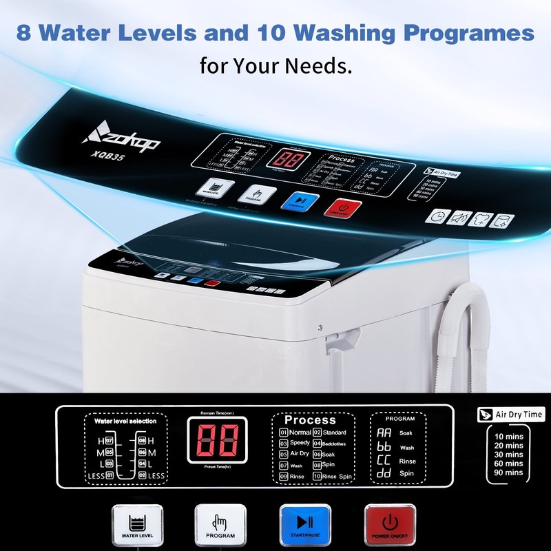 Home Full Automatic Washing Machine 15.6lbs Washer Clothing Apartment Electric gallery