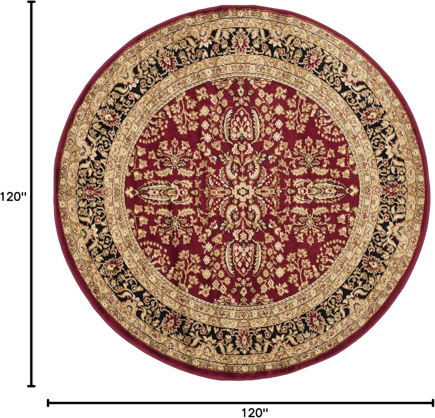 Lyndhurst 10' Round Area Rug - Red & Black, Traditional, Easy Care, Non-Shedding gallery
