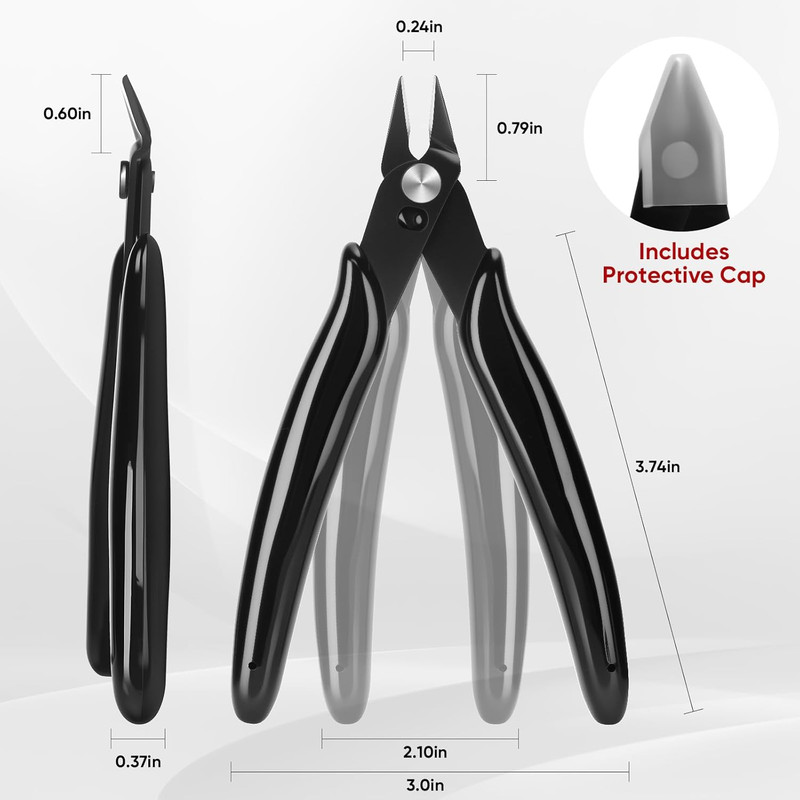 5 Inch Flush Cutters, 2 Pack Micro Wire Cutters, Sharp Zip Tie Cutter, Precision gallery