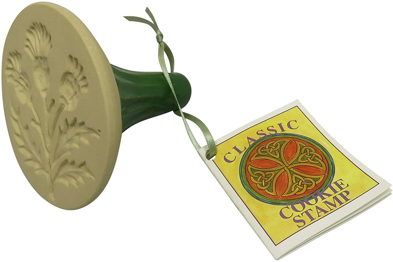 Celtic Thistle Cookie Stamp Mold Handmade Stoneware Pottery Biscuit Stamp gallery