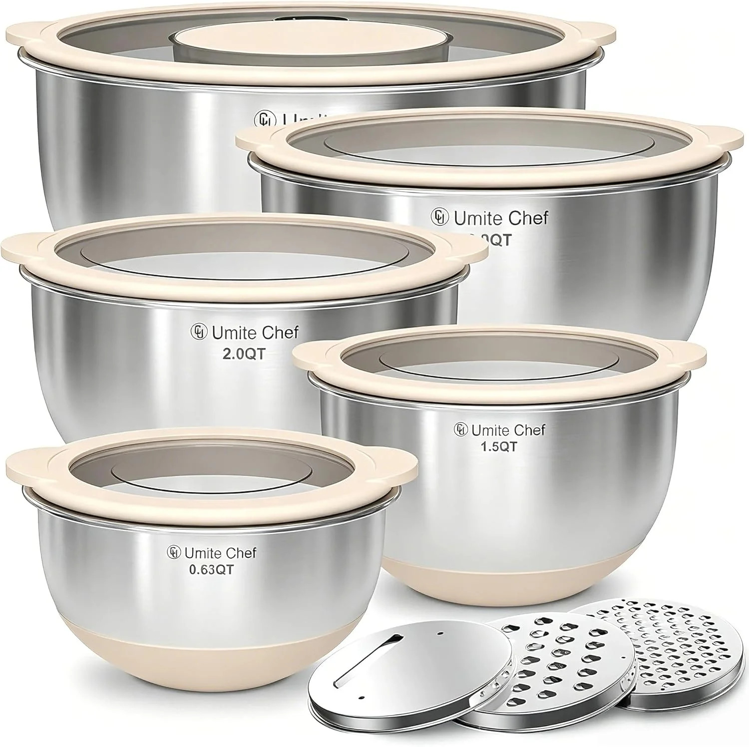 Mixing Bowles Set with Lids Set - Warp-Proof TPR-AS Lids, Stainless Steel Mixing gallery
