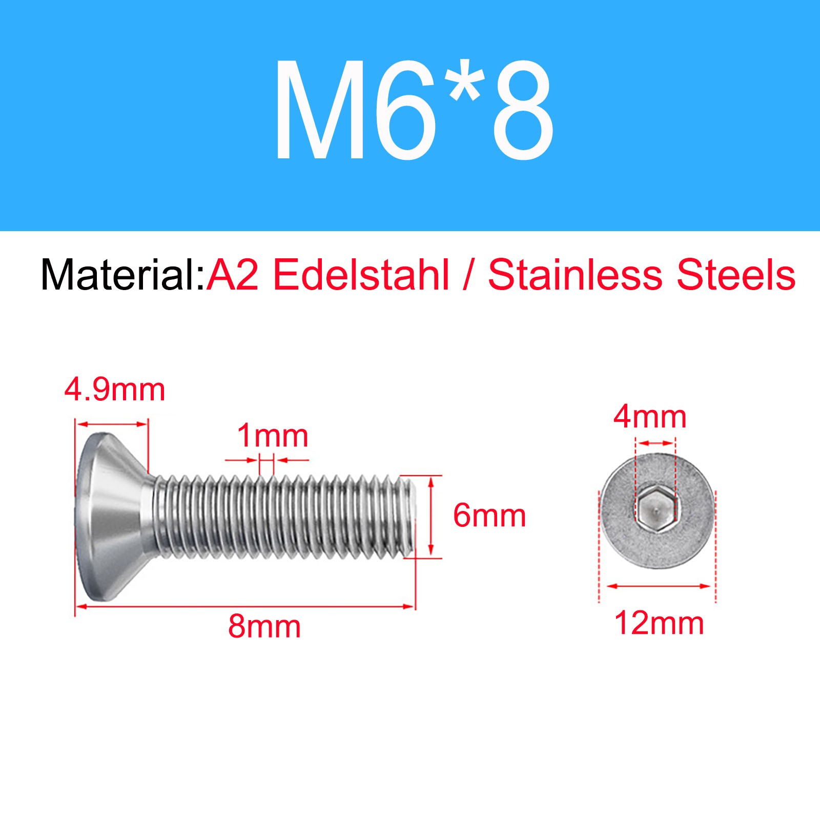 M6 M8 A2 Stainless Countersunk Socket Screw Allen Key Bolts Screws Din 7991 gallery