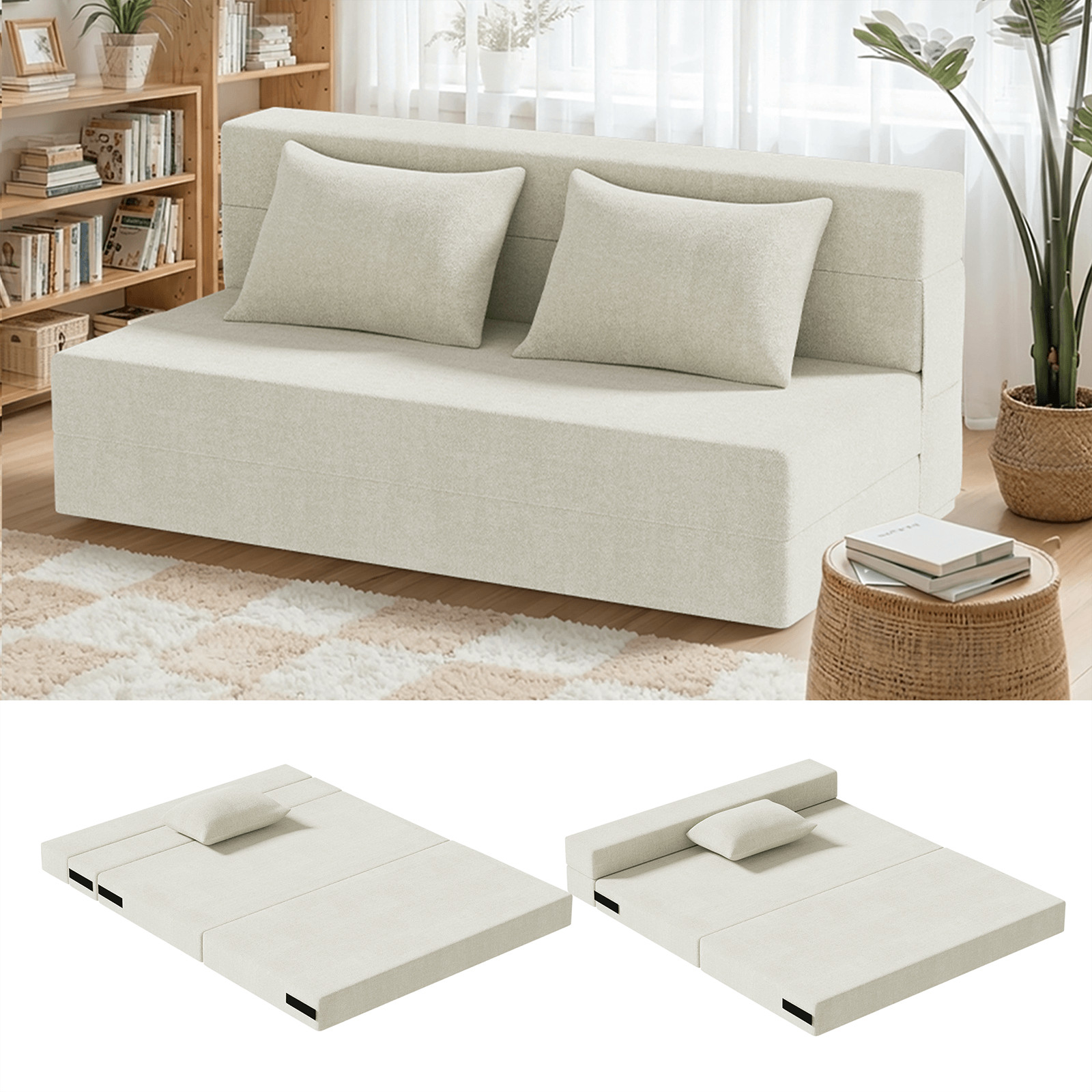 60'' Convertible Folding Sofa Bed Floor Sofa Soft Folding Couch Bed Compressed gallery