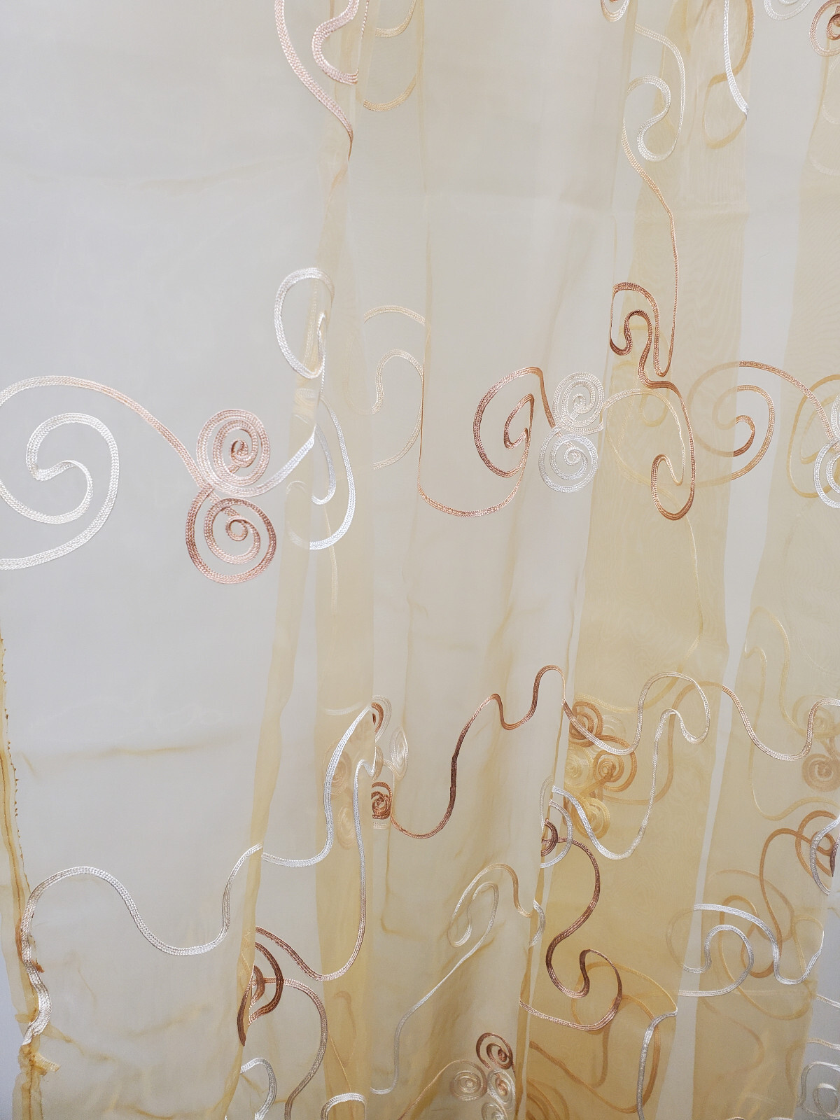 Renaissance Embroidered Organza Scroll Panel 60Wx90L Sheer Lightweight Stunning gallery