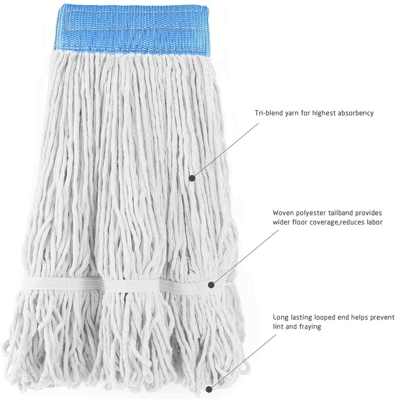 Loop-End Cotton String Heavy Duty Mop Head Refills 6 inch Headband Replacement gallery
