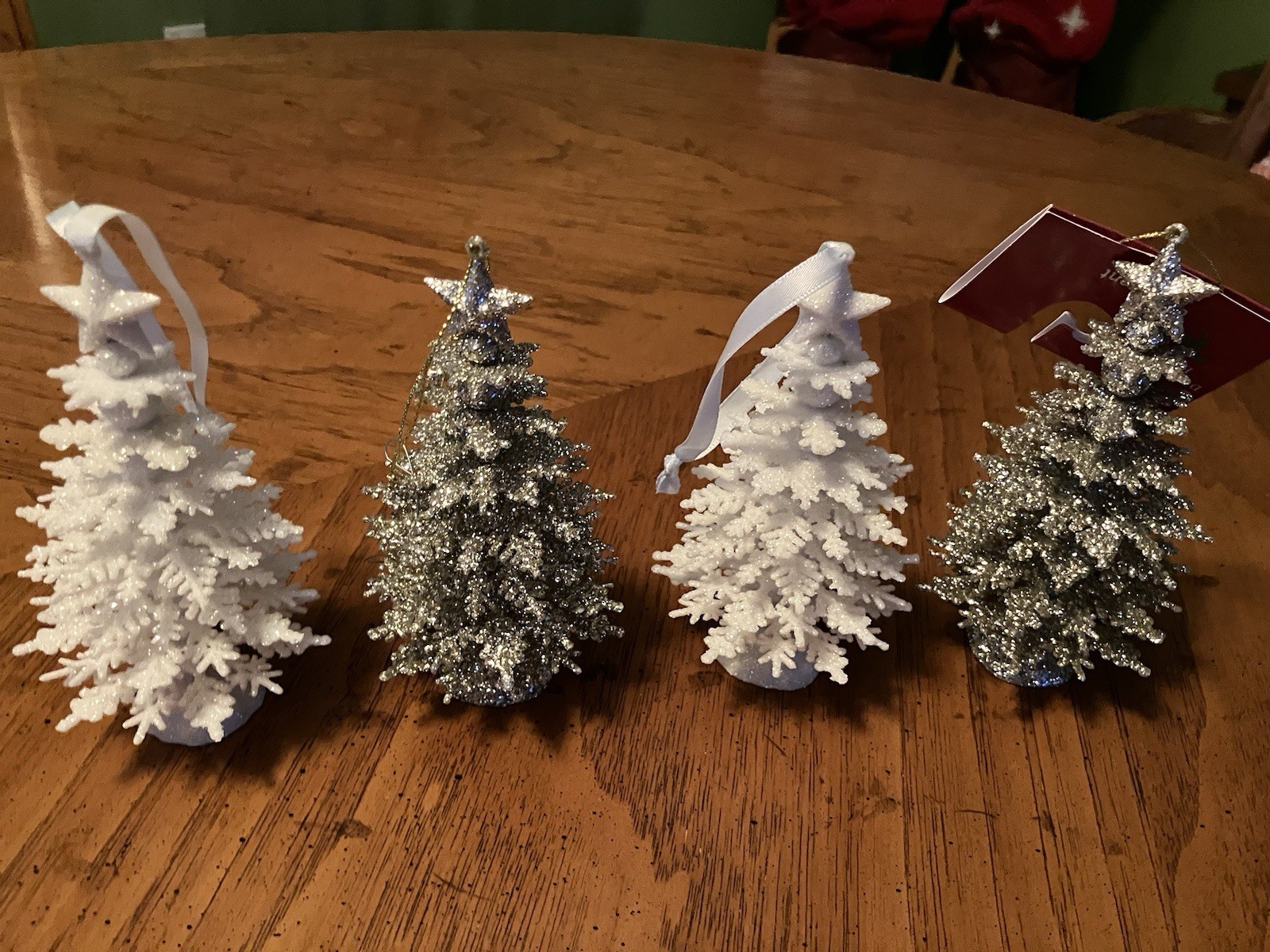 4 December Home Stacked Snowflakes Christmas Tree Ornaments White Gold Glitter gallery