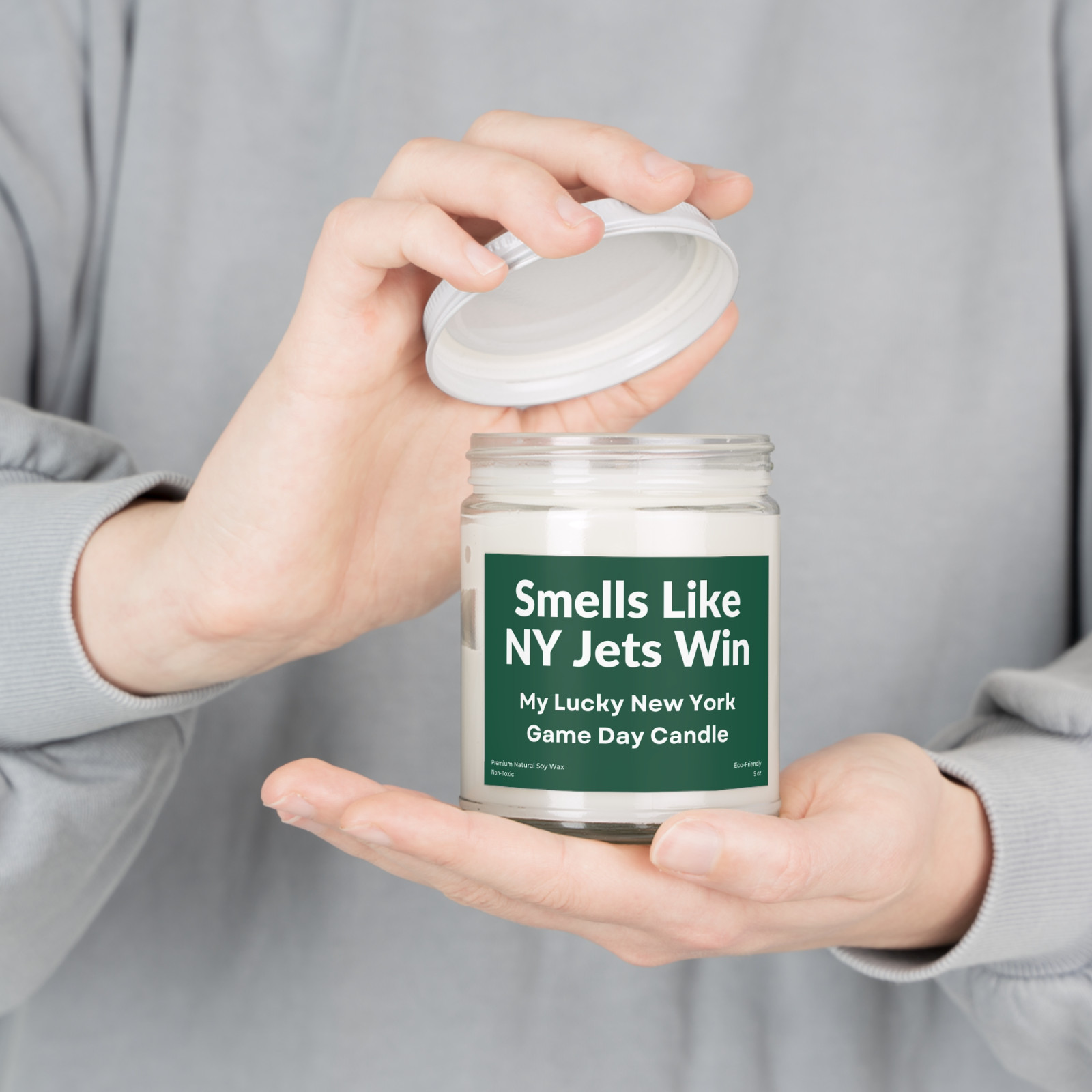 Customizable New York Jets Premium Natural Scented Candle 9 oz Football Decor gallery