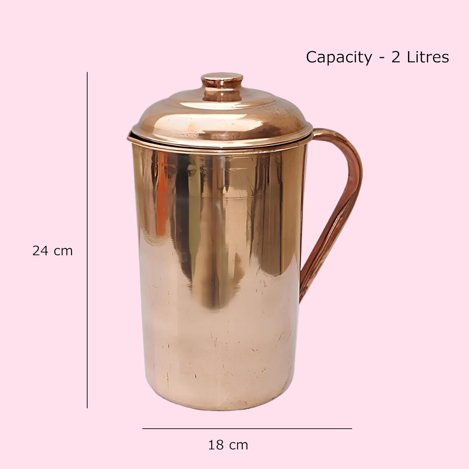 Pure Copper Pitcher Jug Hand Made 2 Litre| Ayurvedic Health Benefits gallery
