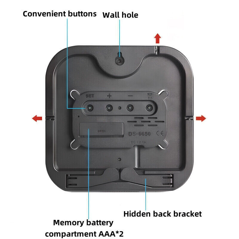 LED Large Digital Wall Clock Remote Control Temperature Date Week Display Adjust gallery