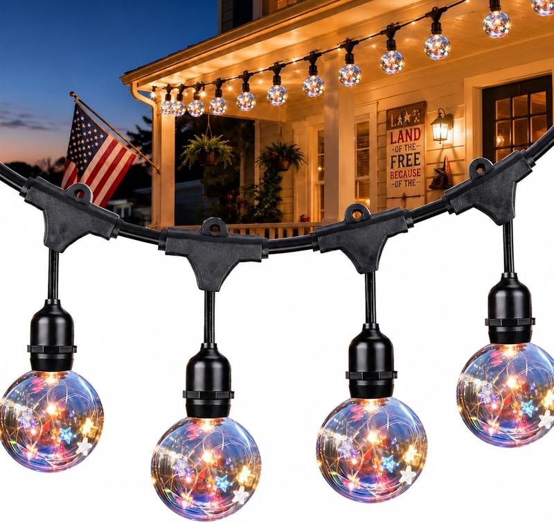 22Ft Patriotic String Lights, Red White Blue Globe String Lights Connectable ... gallery
