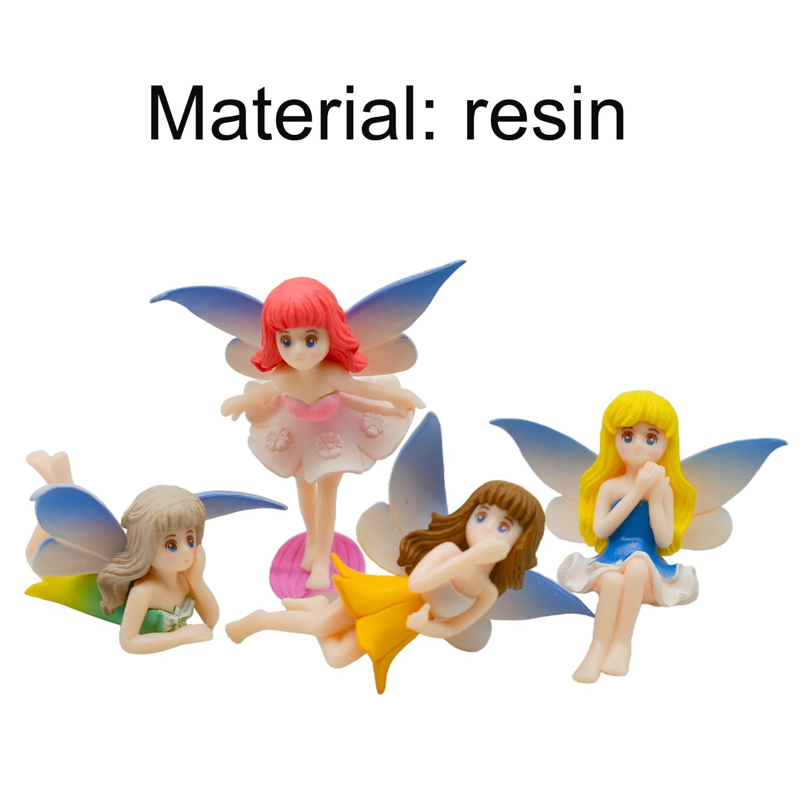 Pinenjoy 4Pcs Small Fairy Figurines Miniature Flower Elf Figures Multicolor gallery