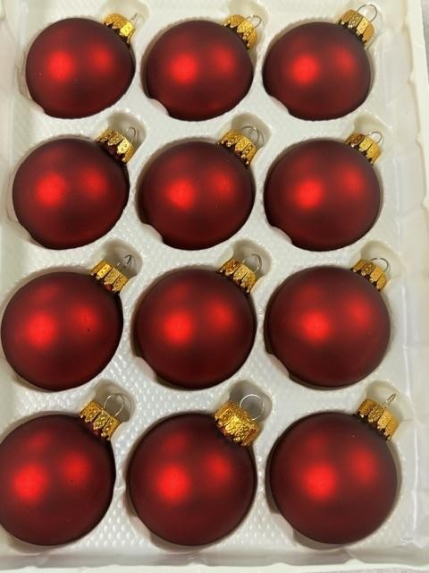 Sparkling Creations Red Glass Christmas Ornaments Set Of 12 Small Round Baubles gallery