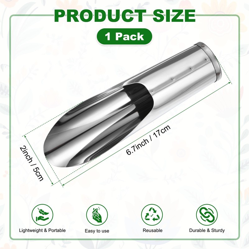 1-Pack Bonsai Soil Scoops, 2inch/5cm Stainless Steel Shovel [Silver Tone] gallery