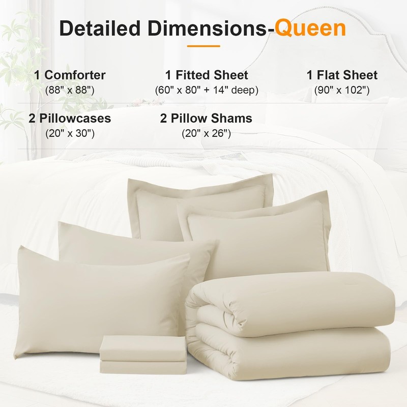 Easthome Queen Comforter Set 7 Piece - Soft Bed in a Bag Queen Size Comforter Se gallery