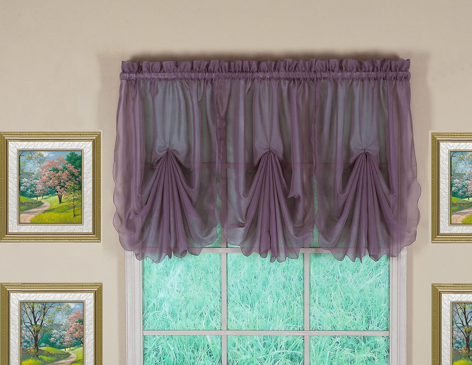 Today's Curtain Emelia Original Voile Fan Insert, Amethyst, 30" W x 40" L Amethy gallery