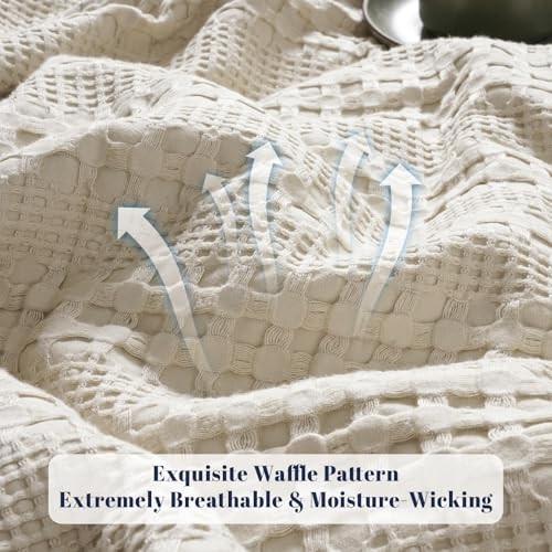 Cooling Waffle Blanket Queen Size, Lightweight 60% Queen(90 "x90") Linen 02 gallery