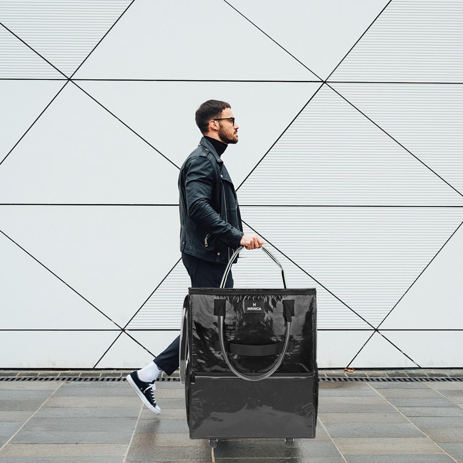 Reusable Grocery Bag On Wheels, 70L Foldable Rolling Tote Bag 6-Pocket, Heavy... gallery