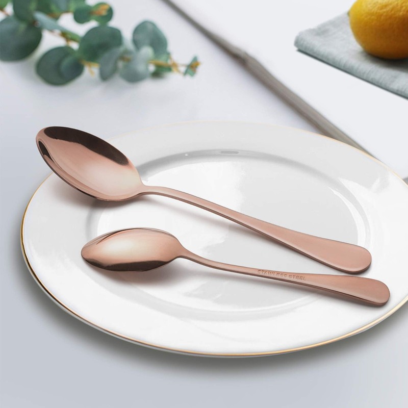 10-Piece Copper Silverware Flatware Set for 2, Stainless Steel Cutlery Set gallery