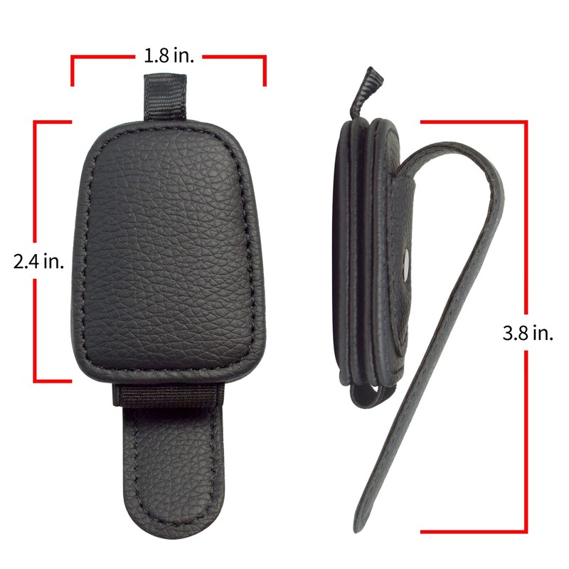 Jeep Wrangler Rectangle Black Leather Magnetic Sunglass Sun Visor Holder gallery