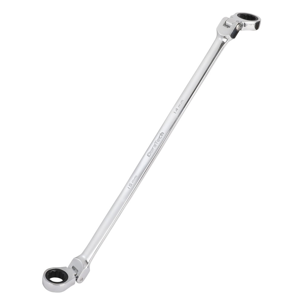 DURATECH 14 * 15 mm Extra Long Flex-Head Ratcheting Wrench, 14*15mm, Silver