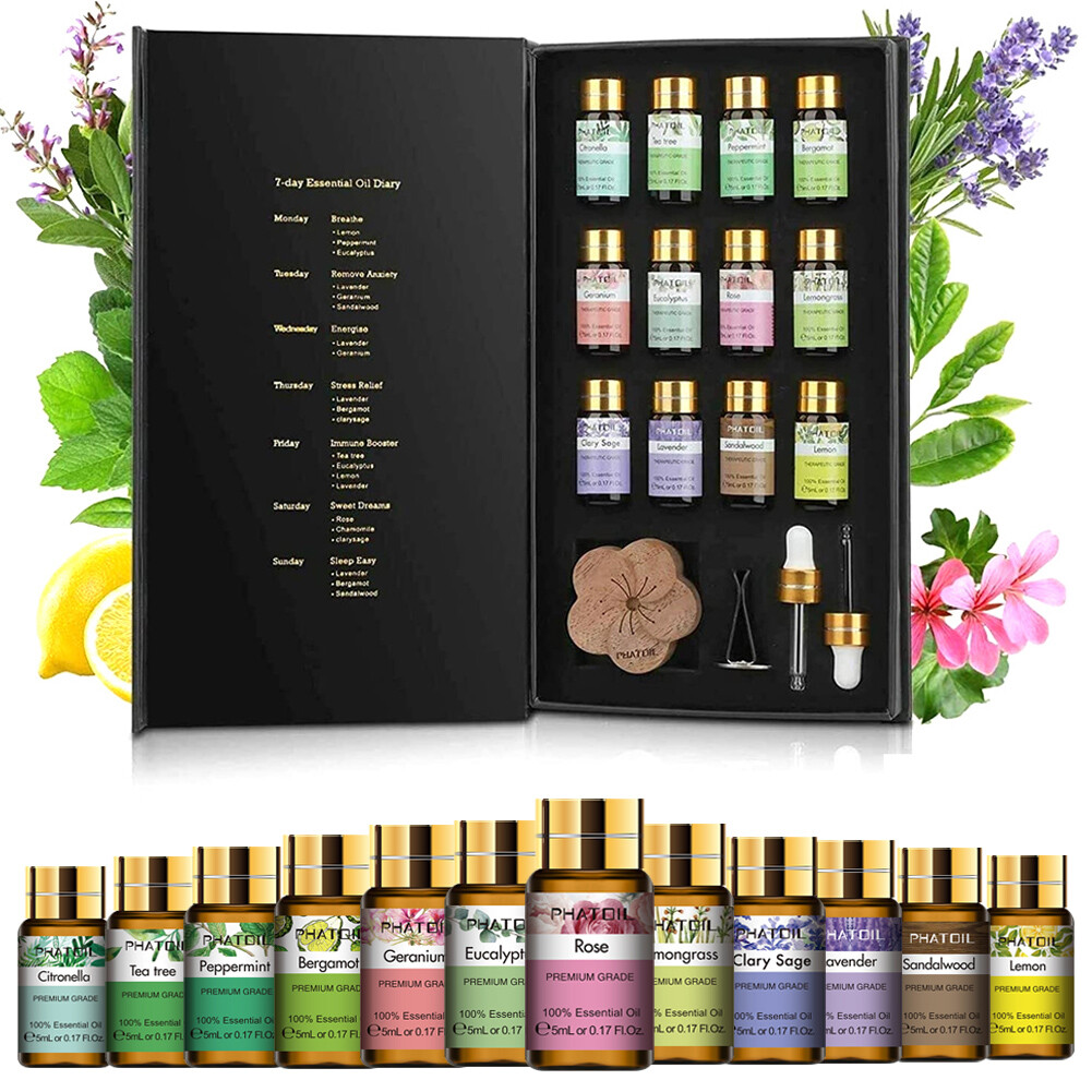 Pure Essential Oil Gift Set 12x 5ml Aromatherapy Oils for Diffusers,Massage,Skin gallery