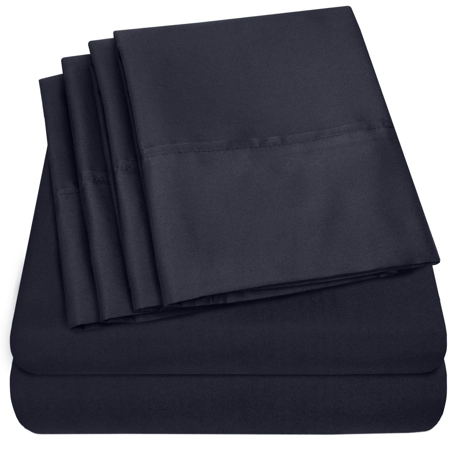 Navy Split King Bed Linen Set With Built In Elastic Straps 6 Piece Luxury Sheets gallery